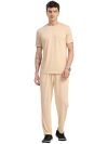 Thomas Scott Men’S Solid Polyester Relaxed Fit T-Shirt & Joggers Co-Ords Set With Round Neck & Short Sleeves (Tmstcs002_Beige_M)