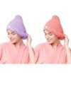 Cortina Microfiber Hair Towel Cap, Soft Absorbent Quick Drying Cap For Curly Thick Hair, Wrap Cap For Women Girls-Pack Of 2,Purple-Pink