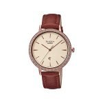 Casio Women Leather Sheen Analog Rose Gold Dial Watch-Sh229, Band Color-Brown