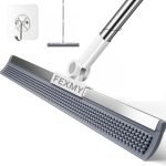 Silicone Floor Wiper with Stainless Steel Extendable Handle, 2-in-1 Magic Broom & Floor Squeegee with Rubber Scrubbing Teeth, Multipurpose Cleaner for Bathroom, Kitchen, Tiles, Windows & Wet Floors