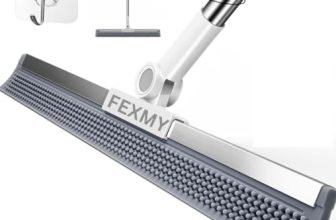 Silicone Floor Wiper with Stainless Steel Extendable Handle, 2-in-1 Magic Broom & Floor Squeegee with Rubber Scrubbing Teeth, Multipurpose Cleaner for Bathroom, Kitchen, Tiles, Windows & Wet Floors