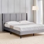 Home Centre | Helios Bravo Aden Upholstered King Size Bed Without Storage | Engineered Wood | Grey | 1 Year Warranty