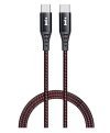 iBall 100W Type-C to Type-C Braided Charging Cable, Fast Charging 20V 5A, 1.5 m, Black + Red
