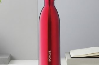 BOROSIL 1000ml Bolt Trans Red Vacuum Insulated Water Bottle, 24 Hours Hot & Cold Flask 1000 ml Steel Bottle(Pack of 1, Red)