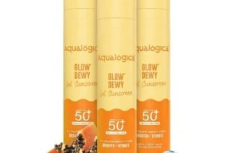 Aqualogica Glow+ Dewy Gel Sunscreen – 50 G X 3 | Spf 50+ Pa++++ | In-Vivo Tested | New-Age Filters | 12-Hour* Sun Protection | Tan Protection | For Bright & Hydrated Skin | Fragrance-Free & No White Cast | C-Hyaluron Complex™ & Papaya | Broad Spectrum Uva/B & Blue Light Protection | Lightweight | For Men & Women
