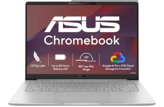 ASUS Chromebook CM1405 (2026), Smartchoice, MediaTek Kompanio 540 Processor, 8GB RAM, 128GB SSD, FHD, 14″(35.5 cm), Chrome OS, Pure Grey, 1.37 Kg, CM1405CM4A-S60033, Thin & Light Laptop