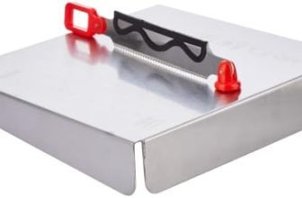 Clazkit Stainless Steel Chopping Board with Attached Knife | Cutting Board for Fruits & Vegetables| Non-Slip Kitchen Cutting Mat | Portable Food Prep Board | 1 Pc
