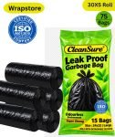 WRAPSTORE Mint Premium Garbage Bags 24*32 | 75 Bags | Leak Proof,Thick & Strong | 30 L | Large 30 L Garbage Bag  Pack Of 75(75Bag )