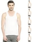 VIP BONUS CLASSIC Mens 100% Cotton Sleeveless White Vest, 85 Size, Pack of 6, Regular Fit