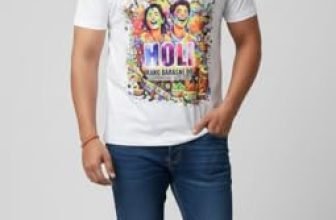 Men’s Holi Special White Graphic T-Shirt – “Rang Barse” Edition | Size L | PoPo Toys®