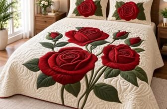 Homedy Actual 7D Feel Digital Printed Classic Red Rose Double Bedsheet, Air Cotton Soft & Breathable for Bed Room 2 Matching Pillow Covers, Gift, Ivory, Red & Green, 90 x 100 Inches