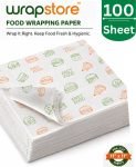 WRAPSTORE 100 Pre-Cut Butter Paper Sheets | Non-Stick Food Wrapping for Snacks Parchment Paper(100 m)