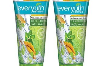 Everyuth Naturals Anti Acne Anti Marks Tulsi Turmeric Face Wash | Tulsi & Turmeric | Reduces Pimples, Acne Marks & Blemishes | 100% Soap-Free | Paraben-Free | 150g Tube (Pack of 2)