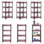 Urbane Home Pack of 6 Multipurpose Racks for Storage | 4-Tier Kids Toy Organizer/Under Wash Basin & Office Storage Cabinet & Shelves | Maroon