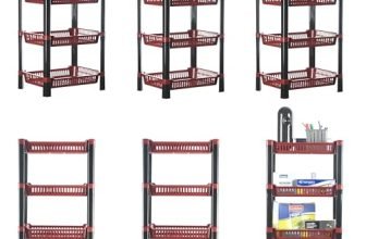 Urbane Home Pack of 6 Multipurpose Racks for Storage | 4-Tier Kids Toy Organizer/Under Wash Basin & Office Storage Cabinet & Shelves | Maroon