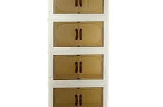 CELLO Foldable Plastic Cabinet | 4 Tier Cabinet | Multipurpose Storage Organizer for Clothes, Toys & Household Items | Racks for Home & Kitchen | Space-Saving Design | Beige & Brown