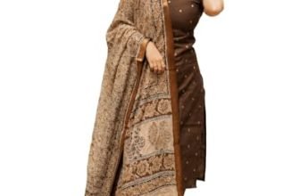 GoSriKi Women’s Rayon Viscose Straight Printed Kurta with Pant & Dupatta (AHANKAR BROWN-GS-FBA_L_Brown_Large)