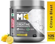 MUSCLEBLAZE Micronised Creatine Monohydrate CreAMP Powder, Trustified Certified Creatine(500 g, Citrus Blast)