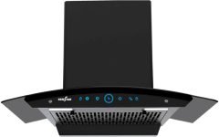 Kenstar Smoke Zero 90 1200 CMH 90 cm | Curved Glass | Filterless | 3 Speed Motion Sensor with Touch Controls | Powerful Suction | Outer Oil Collector | Energy Saving LED Lights | Auto Clean Chimney(Wall Mounted, Black)