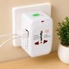 Travel Universal Adaptor with Surge Protector, White, Universal Travel Adapter with Dual USB Port, Surge Protector, Multi Plug International Charger Adapter for US UK EU AU Sockets, 100-240V AC