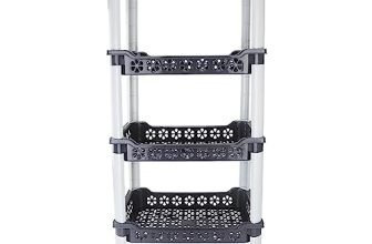 Nayasa Candy Rectangular Trolley 4 Layers | Kitchen Organizer | Stand for Kitchen | Shelf Organizer | Vegetable Basket for Onion,Potato |Vegetable Trolley with Wheels | 38 X 28 X 79 cm | Grey