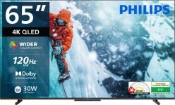PHILIPS 164 cm (65 inch) QLED Ultra HD (4K) Smart Google TV with Dolby Vision |30W Dolby Atmos | 120Hz Refresh Rate | HDR 10+ |Wider Colour Gamut | Ultra Narrow Bezel | 32 GB Storage(65PQT8100/94)
