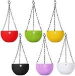 PlantaZee Multicolor Round Rattan Woven Plastic Flower Hanging Planter Big Size 8.5 Inches/Beautiful Round Gamla Pot/Flower Hanging Pot for Garden Balcony (4)