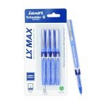 Luxor Schneider, LX MAX roller ball pen, Pack of 4 – Blue, Needle Tip, 0.5mm, 100% German Technology, 1000+ mtrs writing length, Waterproof Ink, Ideal for Students & Professionals
