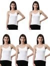 Dixcy Slimz Solid Slim Fit Scoop Neck Sleeveless Cotton Camisole for Women(Annie_White_S_Pack of 5