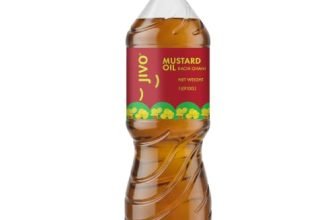 Jivo Cold Pressed Kachi Ghani Mustard Oil 1 Litre | High in Monounsaturated Fats (MUFA) | Vitamin A and D Fortified Oil | Cholesterol and Trans Fat Free | Ideal for Frying, Roasting, Tempering, and Pickling