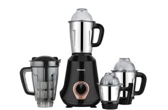 Bajaj Military Series Glamore 1000 W Mixer Grinder With 4 Jars (3 Stainless Steel Jars + 1 Fruit Filter Jar) | DuraCut Blades | Powerful Titan Motor | Unbeatable Toughness | 2 Yrs Warranty【Jet Black】