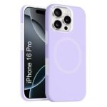 iPhone 16 pro Silicone Magsafe Case | Shock Proof Design & Camera Protection | Premium Rubberised Apple iPhone 16 pro Cover (Microfiber Lining) | Ultra Smooth Silicone – Purple