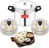 Classic Essentials Stainless Steel Idli Cooker with 6 Plates, 24 Idlis Silver Standard Idli Maker(6 Plates , 24 Idlis )