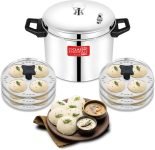 Classic Essentials Stainless Steel Idli Cooker with 6 Plates, 24 Idlis Silver Standard Idli Maker(6 Plates , 24 Idlis )