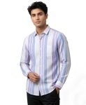 EXOTICA STYLE Men’s Full Sleeve Striped Shirt | Spread Collar | Regular Fit | Casual Wear – 2XL Blue