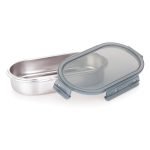 Attro Steelox Oval Stainless Steel Container with Plastic Seal Lid BPA Free Food Grade Leak-Proof Ideal for School, Office & Outdoor Lunch Pack – 540ml Grey