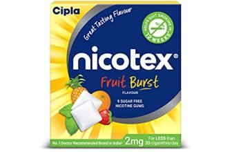 Cipla Nicotex Nicotine Sugar Free Gums 2mg | Helps to Quit Smoking | WHO – approved Therapy | 9 Gums each pack | Pack of 4 (Fruit Burst)