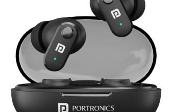 Portronics Harmonics Twins S16 in Ear Wireless TWS Earbuds with 24 Hrs Playtime, Clear Calls, Game & Music Mode, Low Latency, Bluetooth 5.3v, LED Display, Type C Fast Charging(Black)