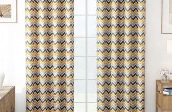 MollisHomes Door Curtains 8 Feet Pack of 1, Chevron, Yellow & Grey