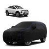 Sulfar 100% Water Resistant Car Body Cover Compatible with Mirror for Tata Curvv (Triple Stitched, Full Bottom Elastic, Black Tafetta with Blue Piping)