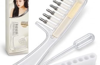 Hair Oil Applicator Comb, Refillable Scalp Massager & Liquid Dispenser with 7 Rounded Metal Tips, 3-Piece Set with Transfer Pipette and Silicone Stand, Clear Liquid Flow Applicator for Easy Hair Oil and Scalp Care