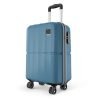 Safari Genius Theo 8 Wheels 55cm Cabin Size Trolley Bag, Hard Case Polycarbonate, 360 Degree Wheeling Small Carry-on Luggage, Suitcase for Travel, Trolley Bags for Travel, Pearl Blue