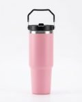 T&T KART Stainless Steel Vacuum Insulated Tumbler with Handle & Straw | Leakproof Travel Mug for Hot & Cold Drinks | Large Capacity Reusable Cup (900ml-lightpink)