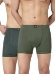 XYXX Nova Cotton Boxer Brief for Men |Regular Fit with intellifresh No-Marks Waistband | Inner Elastic | Solid Underwear for Men | Olive Green+Anchor Grey