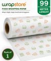 WRAPSTORE 99m Food Grade Butter Paper Roll 1 Kg | Non-Stick Food Wrapping Paper Parchment Paper(99 m)