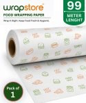 WRAPSTORE 99m Food Grade Butter Paper Roll 1 Kg | Non-Stick Food Wrapping Paper Parchment Paper(99 m)