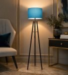 tu casa Foldable Tripod Metal Floor Lamps with Aqua Shade for Home Décor, Bedrooms Corner, Living Room, Gifting, Diwali Decoration, Hall, Office, Study Room (Height: – 50″) – Bulb not Included