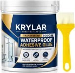 KRYLAR Transparent Waterproof Glue 300GM with Brush Strong Waterproof Sealant Glue for Roof Leakage,Bathroom,Kitchen,Tiles,Wall Cracks, PVC, Metal, Wood & Concrete Clear Coating Adhesive