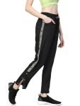 Hubberholme Women’s Cotton Blend Regular Fit Side Button Track Pants (Black, 30)