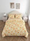 haus & kinder Microfiber Double Flat 200 TC Printed 1 Bedsheet with 2 Pillow Covers(Blue)